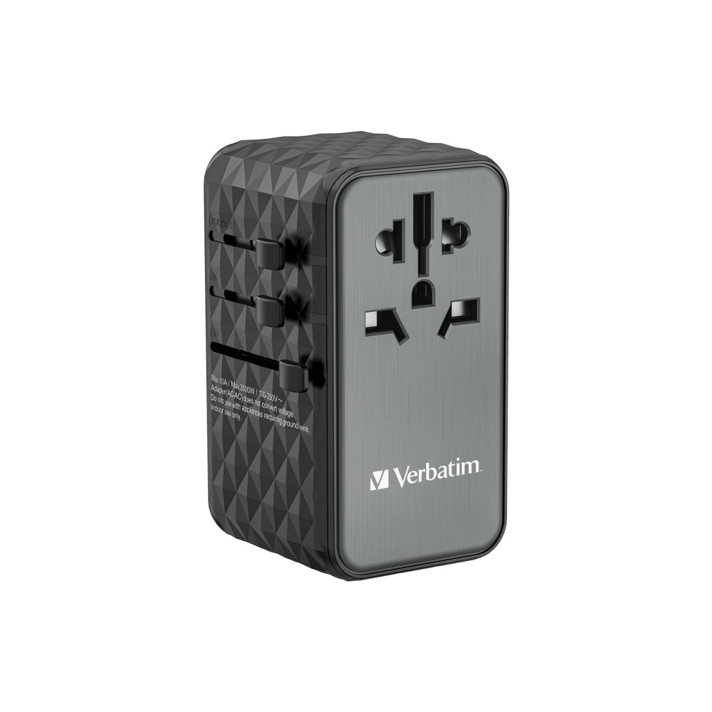 Produktbild för Verbatim UTA-06 strömadapter - GaN III, universell - 2 x USB, 2 x USB-C - 100 Watt