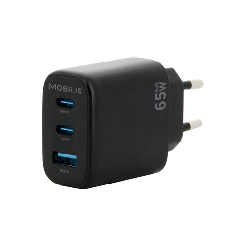 MOBILIS Mobilis strömadapter - GaN - 2 x USB-C, USB - 65 Watt