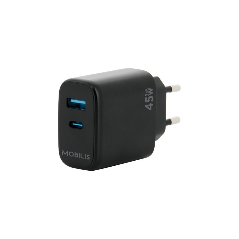 Produktbild för Mobilis strömadapter - snabb, gan - USB, USB-C - 45 watt