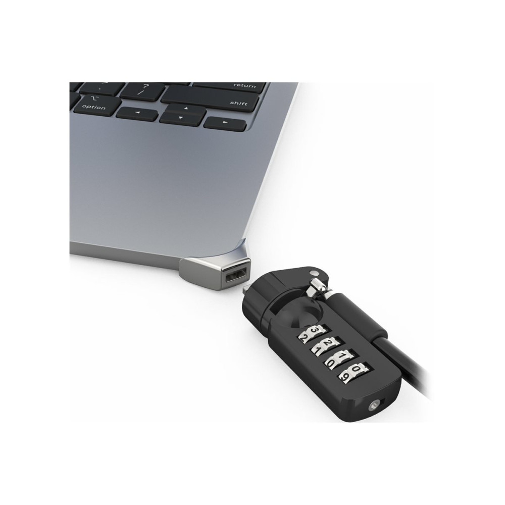 Produktbild för Compulocks Ledge Lock Adapter for MacBook Air 15" M2-M4 with Combination Cable Lock Silver - säkerhetssats för system - kombinationslås