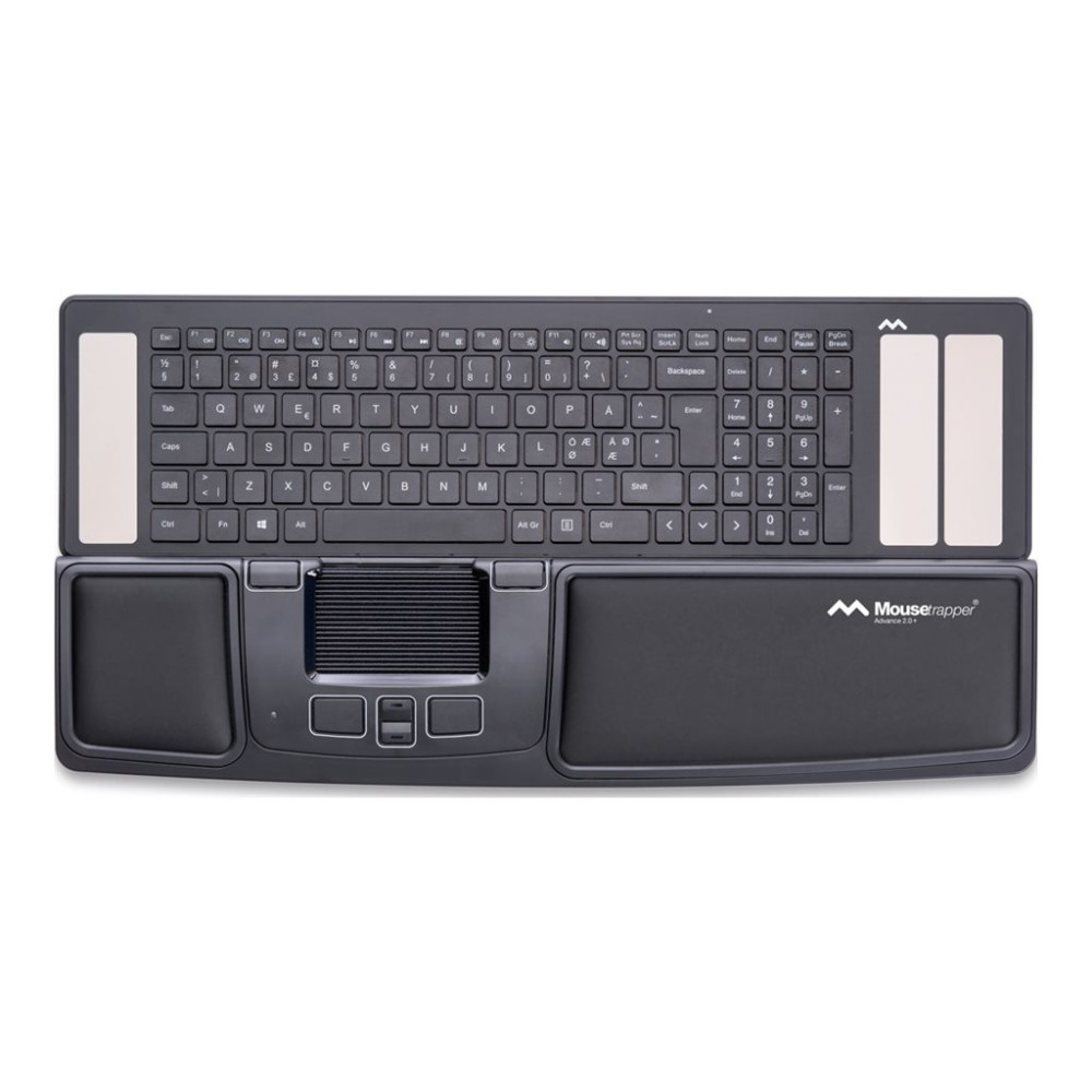 Produktbild för Mousetrapper Advance 2.0+ - central pekenhet - USB - svart med vita accenter - med Mousetrapper Type Keyboard