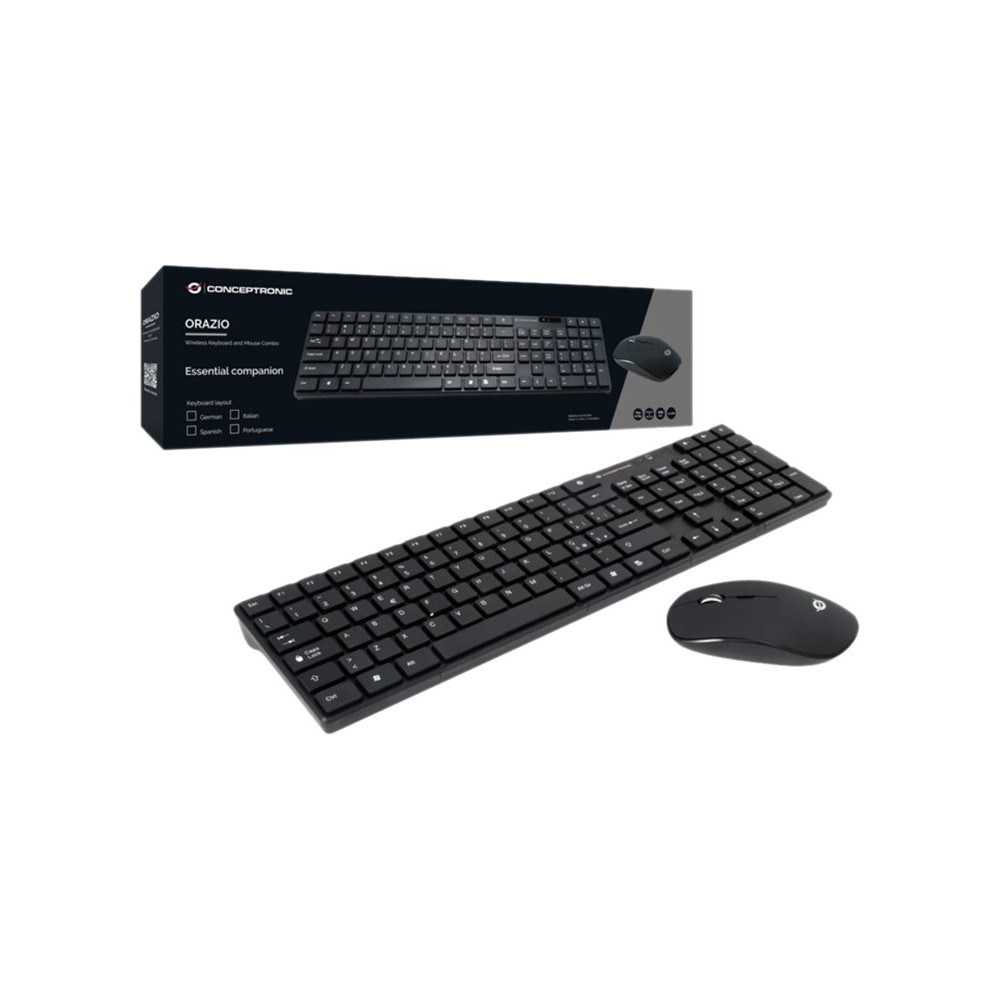 Produktbild för Conceptronic ORAZIO - sats med tangentbord och mus - spansk - svart Inmatningsenhet