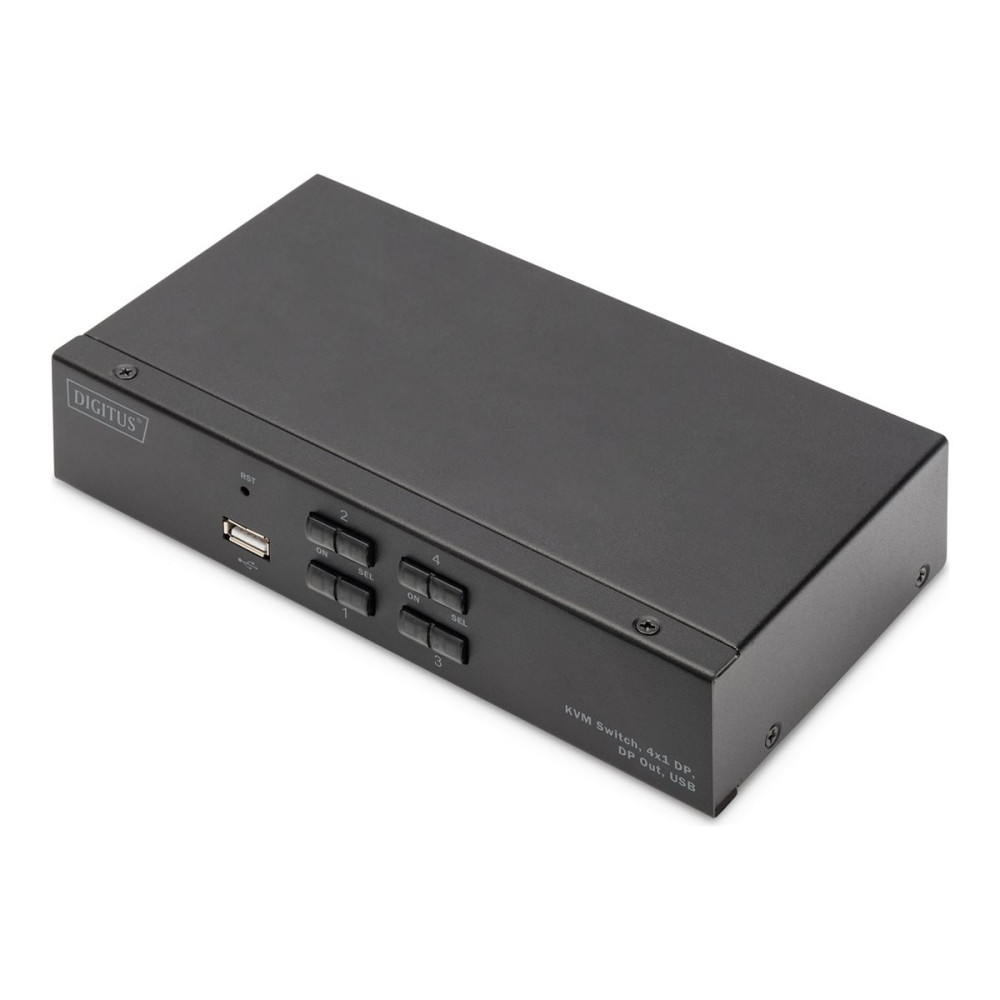 Produktbild för DIGITUS - omkopplare för tangentbord/video/mus - DP, DP ut, USB - 4 portar - rackmonterbar