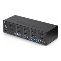 Produktbild för StarTech.com 4-Port Dual-Monitor DisplayPort KVM Switch, 4K 60Hz, 2x USB 5Gbps Hub Ports, 2x USB 2.0 HID Ports, Hotkey and Push-Button Switching, TAA Compliant - 3.5mm Audio, HDCP (P4DD46A2-KVM-SWITCH) - omkopplare för tangentbord/video/mus/ljud - 4 porta