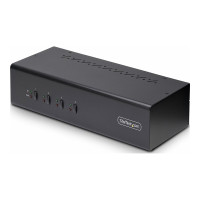Produktbild för StarTech.com 4-Port Dual-Monitor DisplayPort KVM Switch, 4K 60Hz, 2x USB 5Gbps Hub Ports, 2x USB 2.0 HID Ports, Hotkey and Push-Button Switching, TAA Compliant - 3.5mm Audio, HDCP (P4DD46A2-KVM-SWITCH) - omkopplare för tangentbord/video/mus/ljud - 4 porta