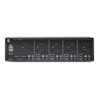 Produktbild för StarTech.com 4-Port Dual-Monitor DisplayPort KVM Switch, 4K 60Hz, 2x USB 5Gbps Hub Ports, 2x USB 2.0 HID Ports, Hotkey and Push-Button Switching, TAA Compliant - 3.5mm Audio, HDCP (P4DD46A2-KVM-SWITCH) - omkopplare för tangentbord/video/mus/ljud - 4 porta
