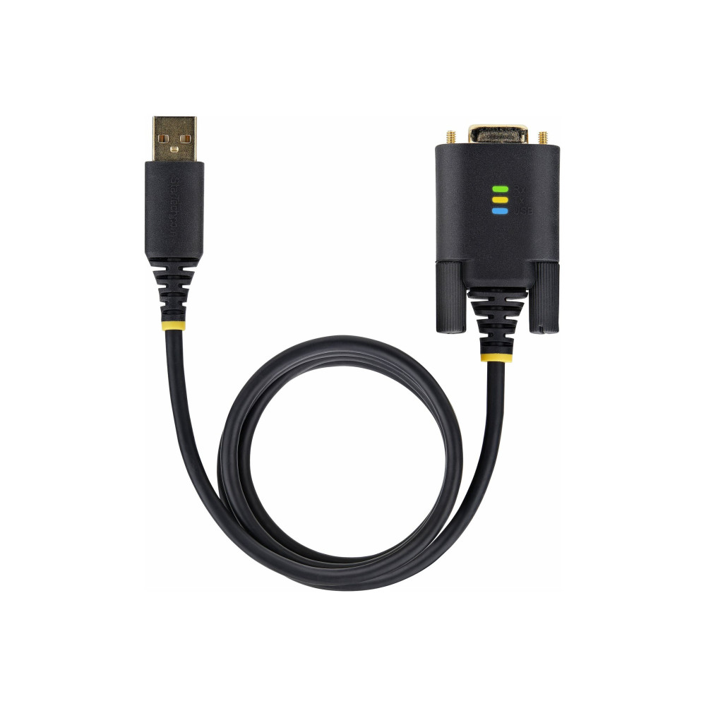 Produktbild för StarTech.com 3ft (1m) USB to Serial Adapter Cable, Interchangeable DB9 Screws/Nuts, COM Retention, USB-A to DB9 RS232, FTDI IC, Level-4 ESD Protection, Windows/macOS/ChromeOS/Linux - Rugged TPE Construction (1P3FFCB-USB-SERIAL) - USB / seriell kabel - USB