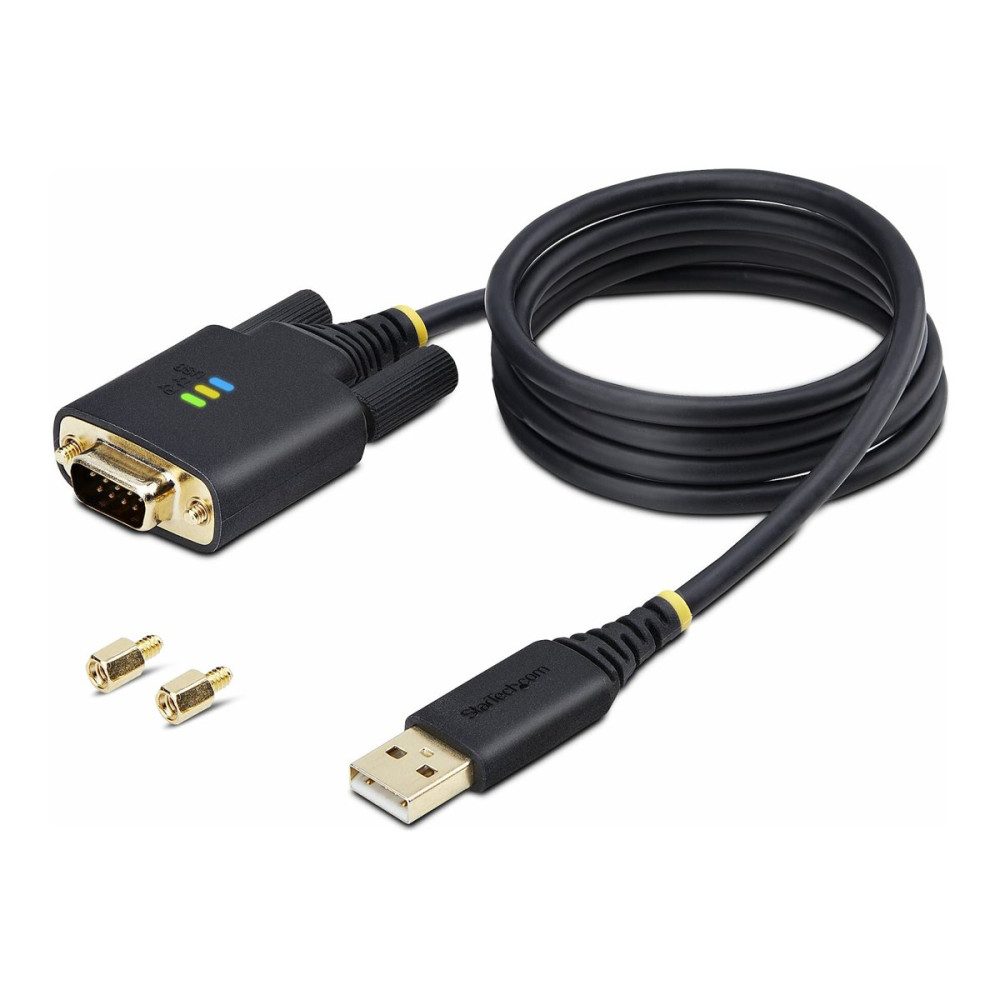 Produktbild för StarTech.com 3ft (1m) USB to Serial Adapter Cable, Interchangeable DB9 Screws/Nuts, COM Retention, USB-A to DB9 RS232, FTDI IC, Level-4 ESD Protection, Windows/macOS/ChromeOS/Linux - Rugged TPE Construction (1P3FFCB-USB-SERIAL) - USB / seriell kabel - USB