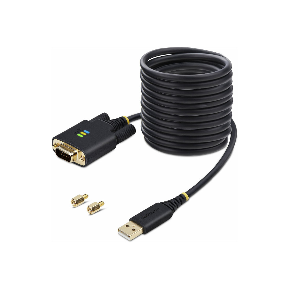 Produktbild för StarTech.com 10ft (3m) USB to Serial Adapter Cable, Interchangeable DB9 Screws/Nuts, COM Retention, USB-A to DB9 RS232, FTDI IC, Level-4 ESD Protection, Windows/macOS/ChromeOS/Linux - Rugged TPE Construction (1P10FFC-USB-SERIAL) - USB / seriell kabel - US