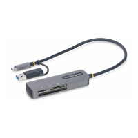Produktbild för StarTech.com USB 3.0 Multi-Media Memory Card Reader, SD/microSD/CompactFlash Card Reader, Portable USB 5Gbps Card Adapter, External USB-C Card Reader with Attached USB-A Adapter - Works with Any Operating System (FCREADMICRO3V2) - kortläsare - USB 3.0/USB