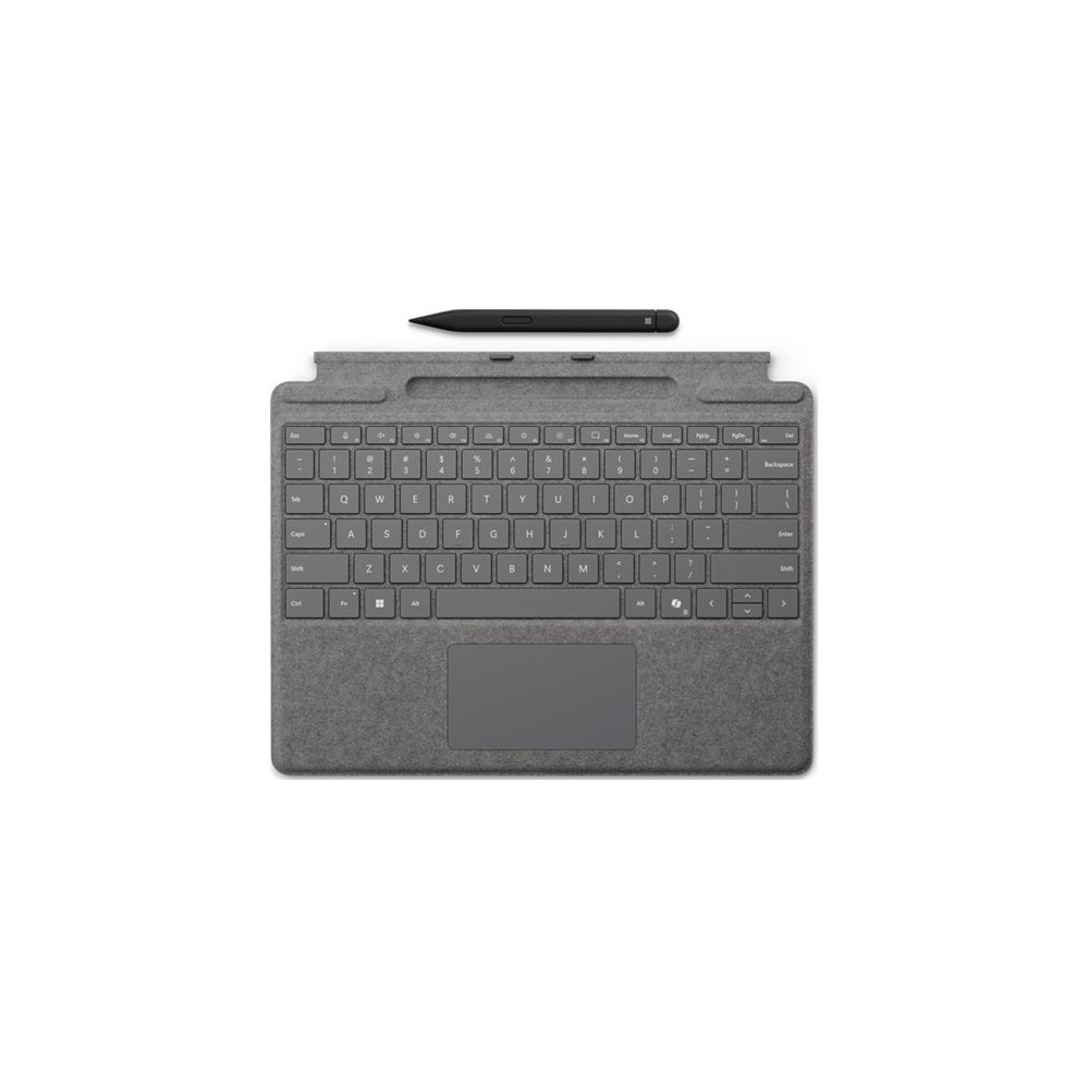 Produktbild för Microsoft Surface Pro Keyboard - tangentbord - med pekdyna, accelerometer, Förvarings- och laddningsfack för Surface Slim Pen 2 - QWERTY - Nordisk - platina - med Slim Pen 2 Inmatningsenhet