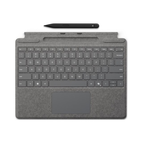 Microsoft Microsoft Surface Pro Keyboard - tangentbord - med pekdyna, accelerometer, Förvarings- och laddningsfack för Surface Slim Pen 2 - QWERTY - Nordisk - platina - med Slim Pen 2 Inmatningsenhet
