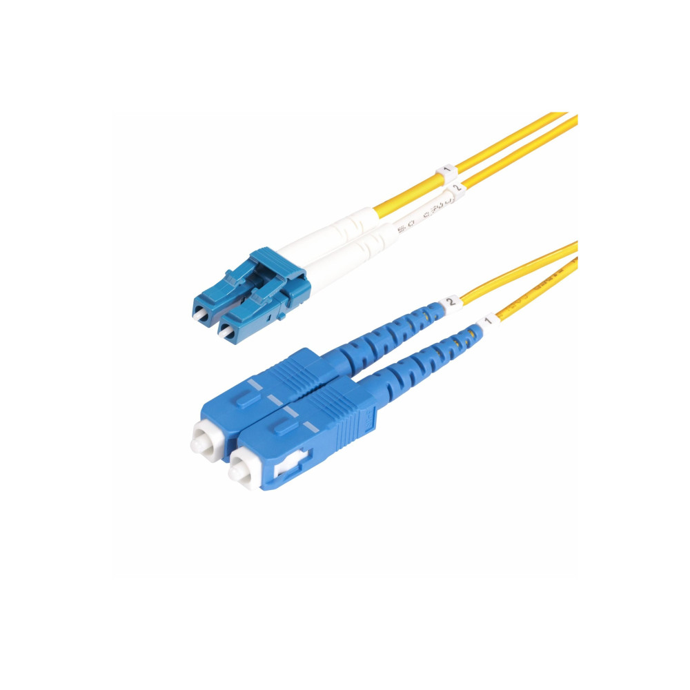 Produktbild för StarTech.com 15m (50ft) LC to SC (UPC) OS2 Single Mode Duplex Fiber Optic Cable, 9/125µm, Laser Optimized, 10G, Bend Insensitive, Low Insertion Loss - LSZH Fiber Patch Cord (SMLCSC-OS2-15M) - patch-kabel - 15 m - 15 m - gul