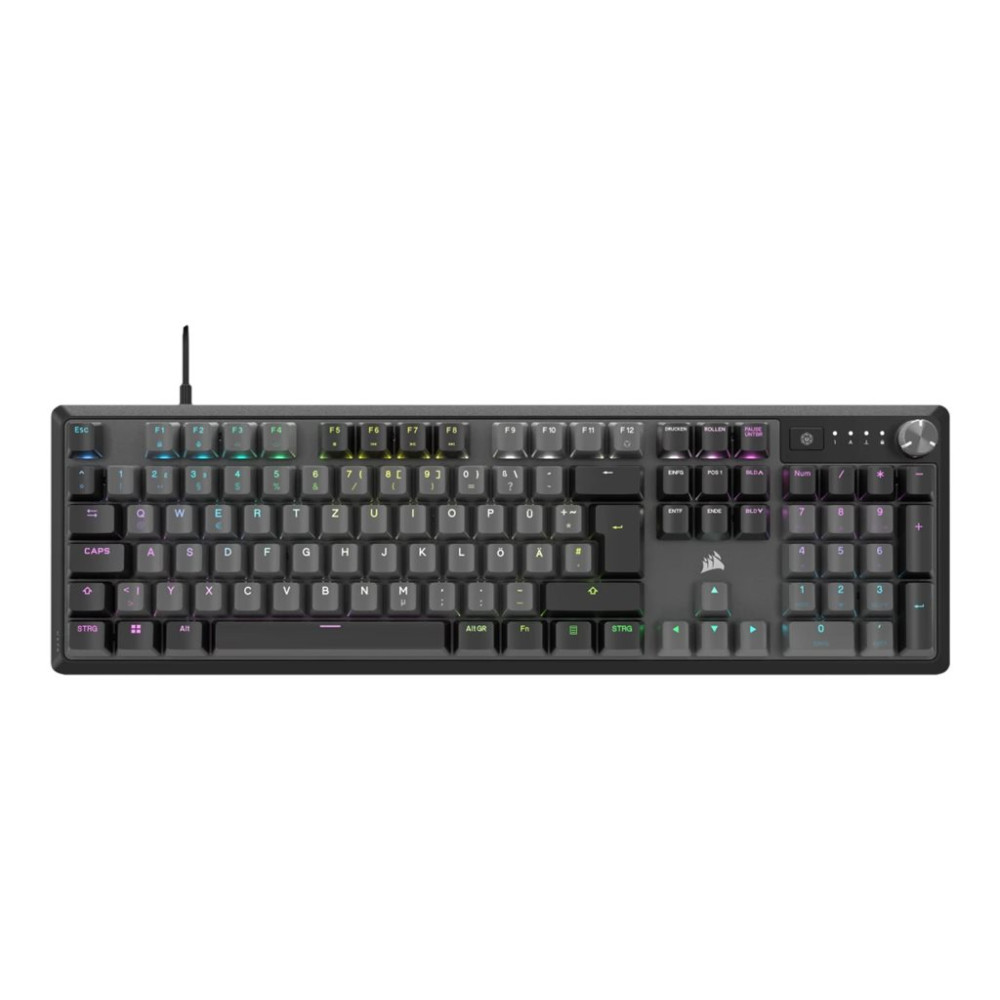 Produktbild för CORSAIR K70 CORE RGB - tangentbord - mekaniskt, gaming - QWERTZ - tysk - stålgrå Inmatningsenhet