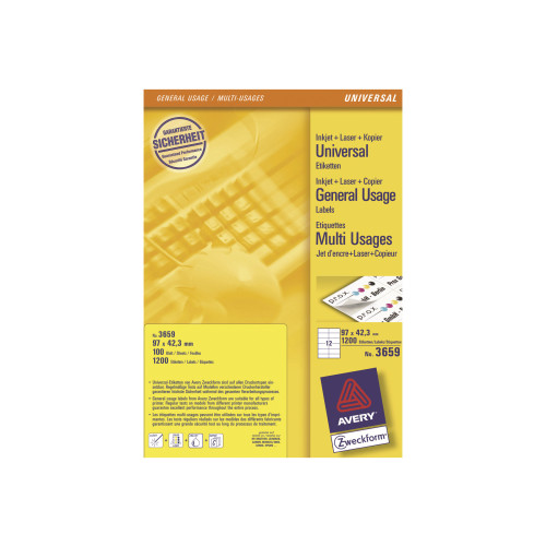 Avery Dennison Avery - etiketter för flera ändamål - 1200 etikett (er) - 97 x 42.3 mm