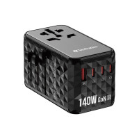 Produktbild för Verbatim UTA-10 strömadapter - GaN III, universell - 3 x USB-C, USB - 140 Watt