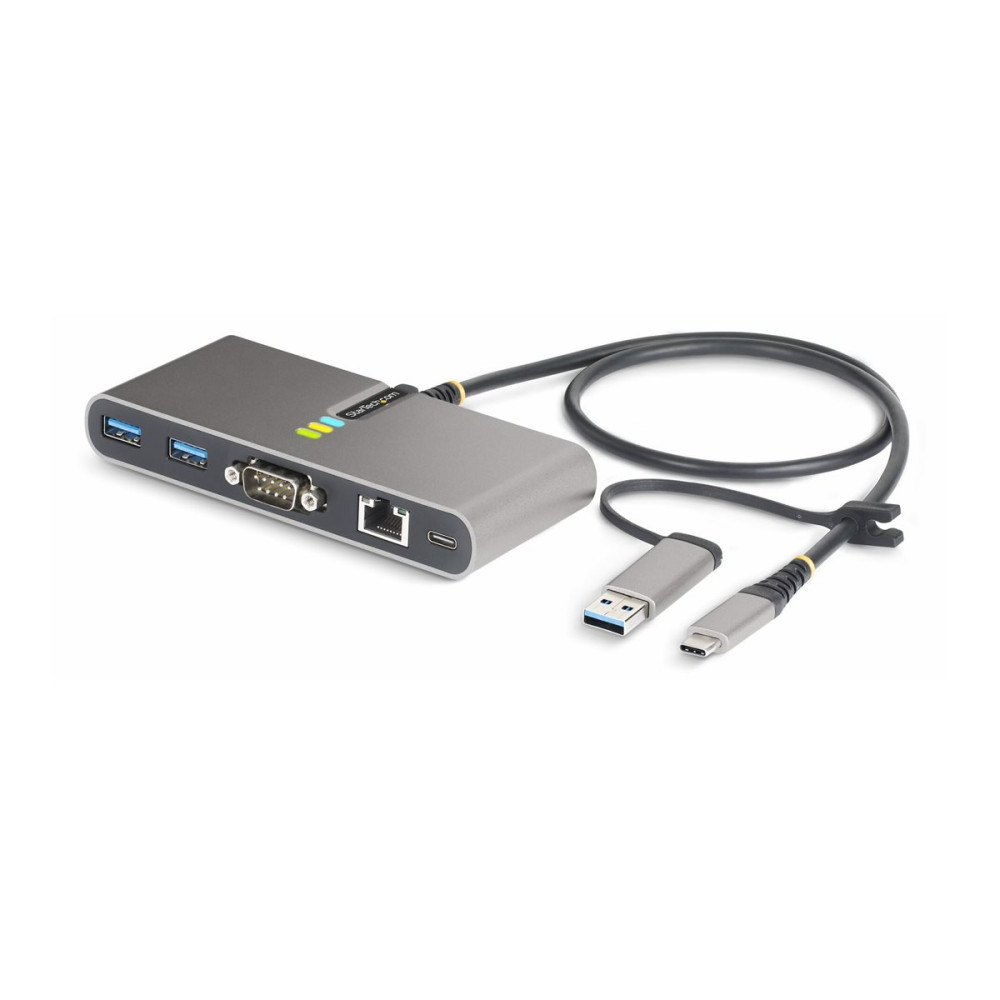 Produktbild för StarTech.com 2-Port USB-C/USB-A Hub with GbE and RS232 Serial, 2x USB-A - hubb - 2 portar