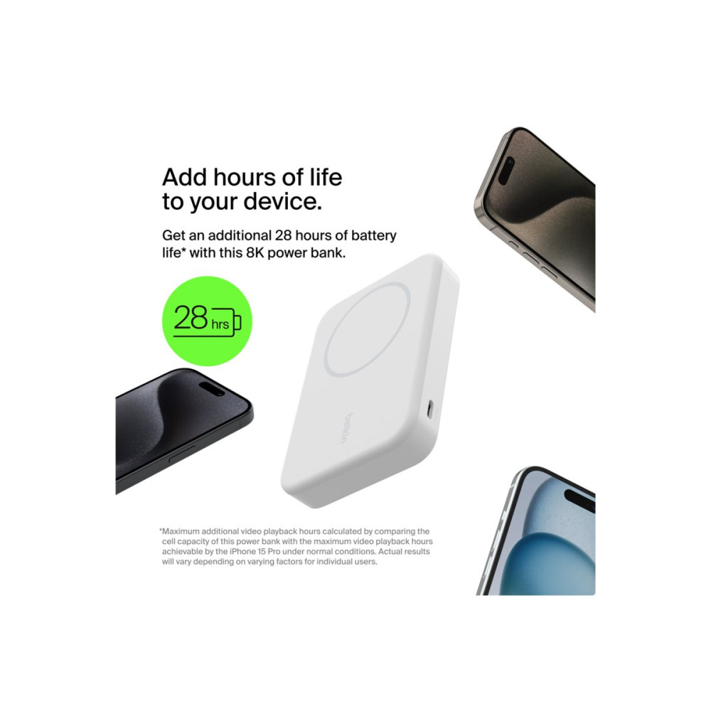 Produktbild för Belkin trådlös powerbank - magnetisk med Qi2 - USB-C - 15 watt