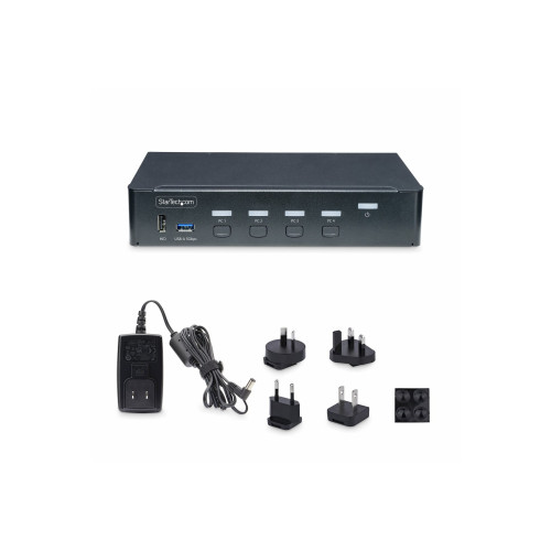 StarTech.com StarTech.com 4-Port DisplayPort KVM Switch, 4K 60Hz, TAA Compliant - omkopplare för tangentbord/video/mus/ljud/USB - 4 portar - TAA-kompatibel