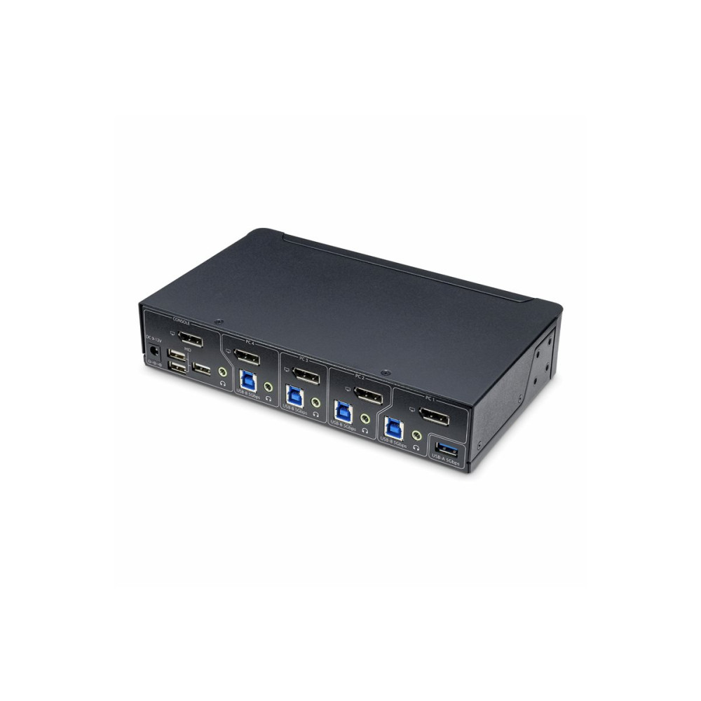 Produktbild för StarTech.com 4-Port DisplayPort KVM Switch, 4K 60Hz, TAA Compliant - omkopplare för tangentbord/video/mus/ljud/USB - 4 portar - TAA-kompatibel