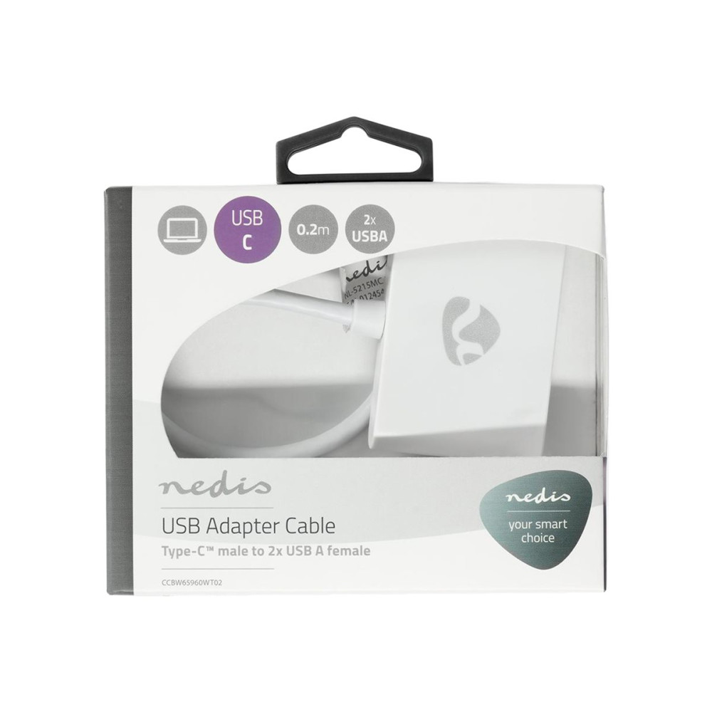 Produktbild för Nedis - USB typ C-adapter - USB-C till USB typ A - 20 cm