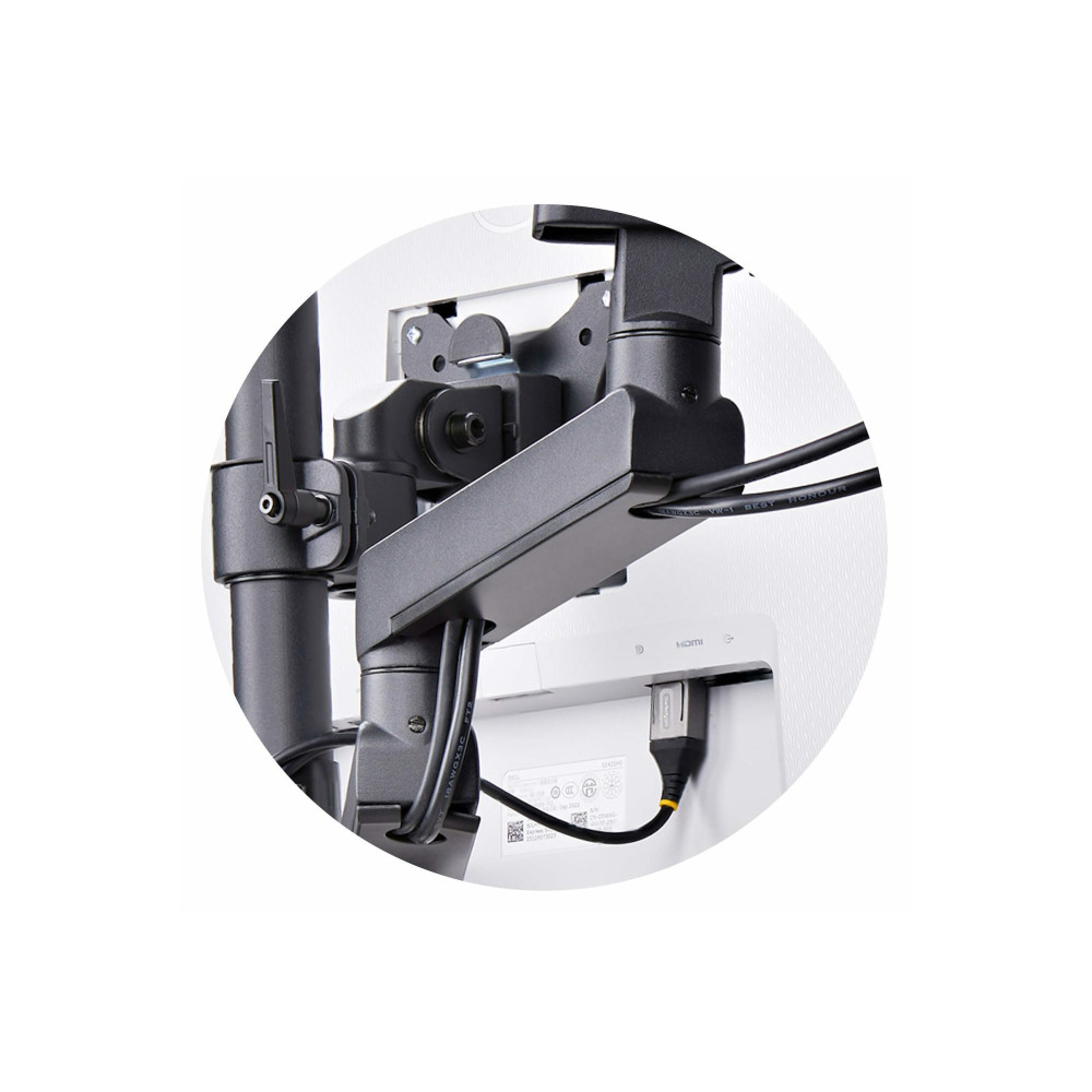 Produktbild för StarTech.com Triple Monitor Desk Mount For Up To Three 27in Screens, VESA 75x75/100x100, Tool-Less Arm Adjustments, C-Clamp/Grommet Mount, Spring-Assisted Arms monteringssats - justerbar arm - för 3 LCD-bildskärmar - svart