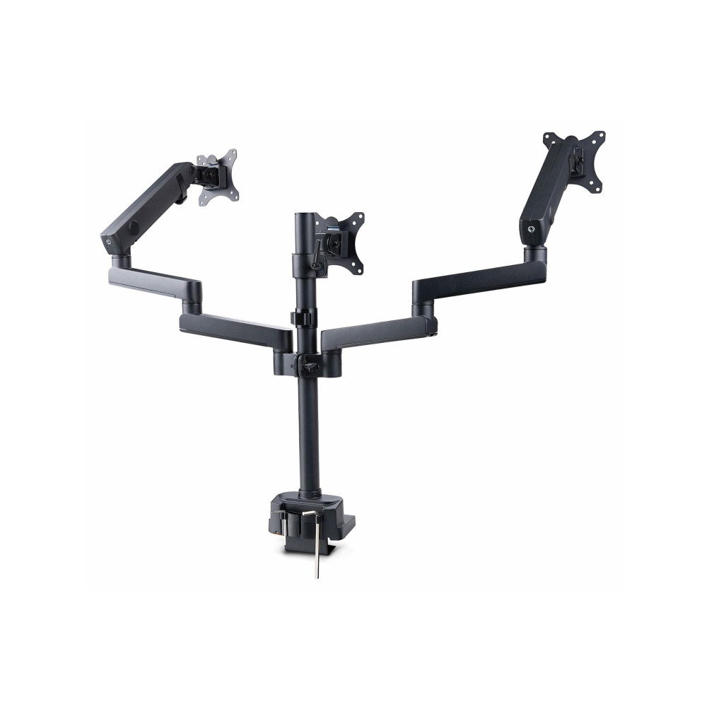 Produktbild för StarTech.com Triple Monitor Desk Mount For Up To Three 27in Screens, VESA 75x75/100x100, Tool-Less Arm Adjustments, C-Clamp/Grommet Mount, Spring-Assisted Arms monteringssats - justerbar arm - för 3 LCD-bildskärmar - svart