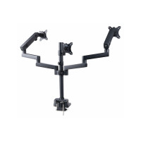 Produktbild för StarTech.com Triple Monitor Desk Mount For Up To Three 27in Screens, VESA 75x75/100x100, Tool-Less Arm Adjustments, C-Clamp/Grommet Mount, Spring-Assisted Arms monteringssats - justerbar arm - för 3 LCD-bildskärmar - svart