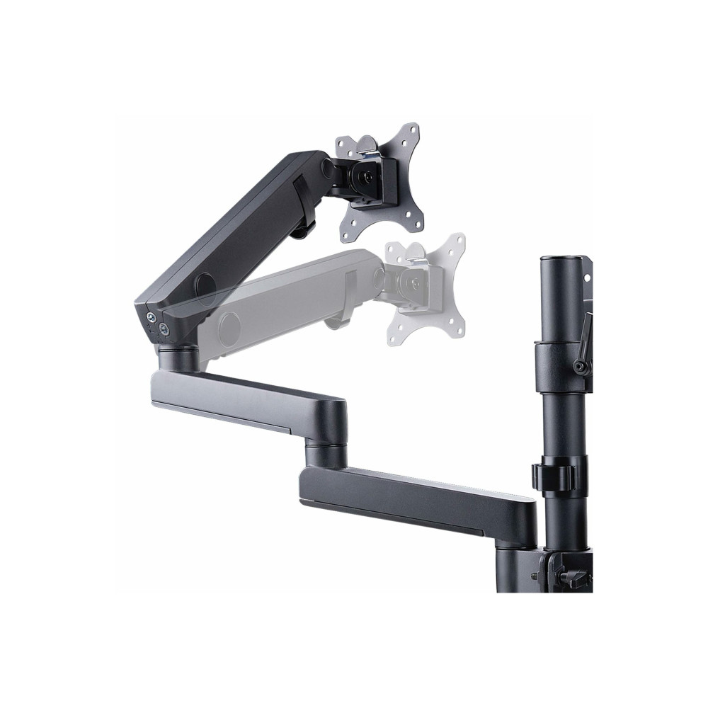 Produktbild för StarTech.com Triple Monitor Desk Mount For Up To Three 27in Screens, VESA 75x75/100x100, Tool-Less Arm Adjustments, C-Clamp/Grommet Mount, Spring-Assisted Arms monteringssats - justerbar arm - för 3 LCD-bildskärmar - svart