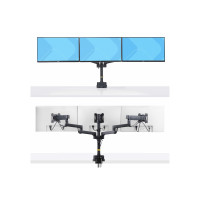 Produktbild för StarTech.com Triple Monitor Desk Mount For Up To Three 27in Screens, VESA 75x75/100x100, Tool-Less Arm Adjustments, C-Clamp/Grommet Mount, Spring-Assisted Arms monteringssats - justerbar arm - för 3 LCD-bildskärmar - svart