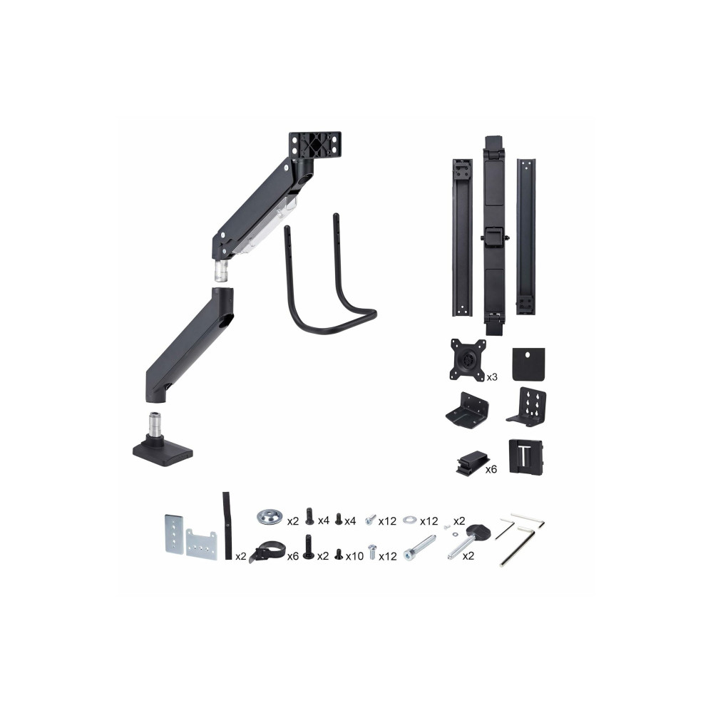 Produktbild för StarTech.com Crossbar Triple Monitor Desk Mount, VESA 75x75/100x100 monteringssats - justerbar arm - för 3 LCD-bildskärmar - trippel monitormontage - svart