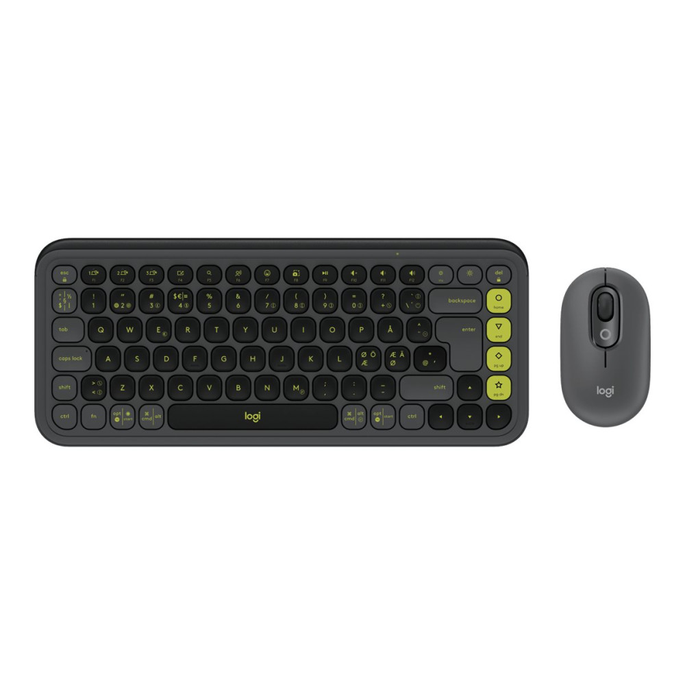 Produktbild för Logitech POP Icon Combo - sats med tangentbord och mus - QWERTY - nordiskt (danska/finska/norska/svenska) - grafit, grön Inmatningsenhet