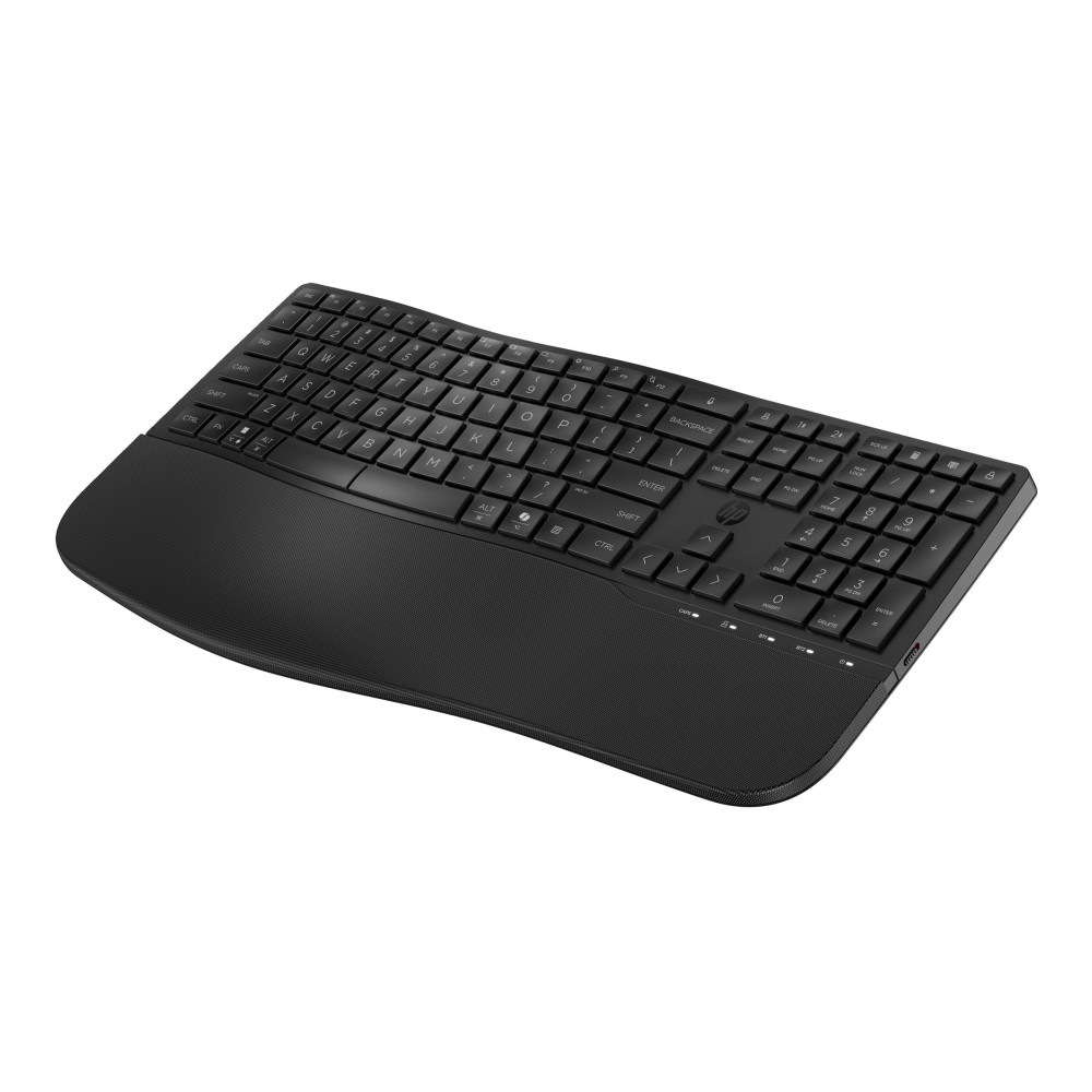 Produktbild för HP 685 - tangentbord - dubbel läge, 3-zons layout, multi-enhet, 23 programmerbara knappar, OS auto-detektering, låg profil tangenthöjd - 100% full size - hela norden - svart Inmatningsenhet