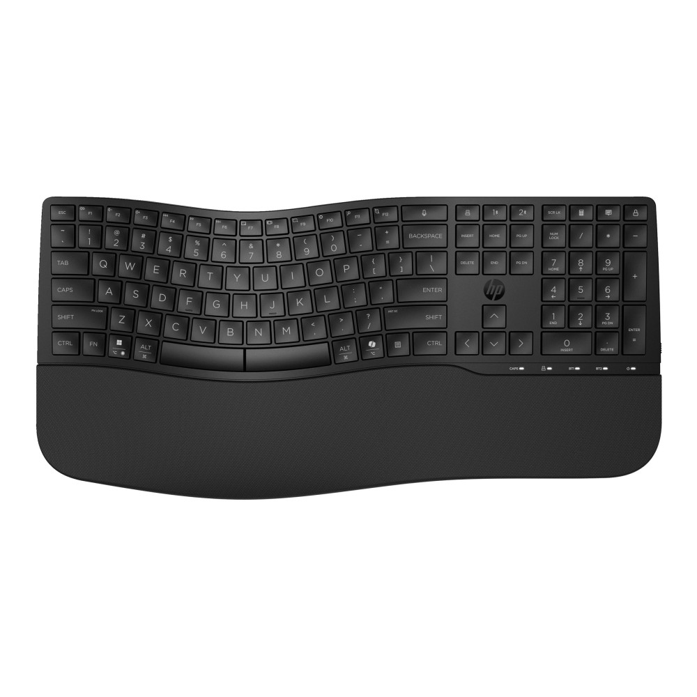 Produktbild för HP 685 - tangentbord - dubbel läge, 3-zons layout, multi-enhet, 23 programmerbara knappar, OS auto-detektering, låg profil tangenthöjd - 100% full size - hela norden - svart Inmatningsenhet