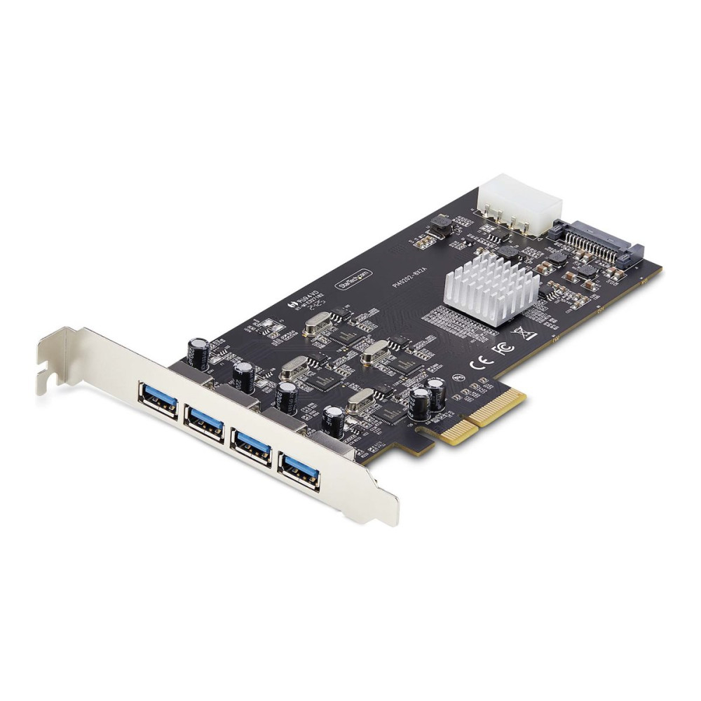 Produktbild för Startech 4-Port USB-A PCIe Card, USB 3.2 5Gbps, 4x USB Controllers - USB-adapter - PCIe 2.0 x4 - USB 3.2 Gen 1 x 4
