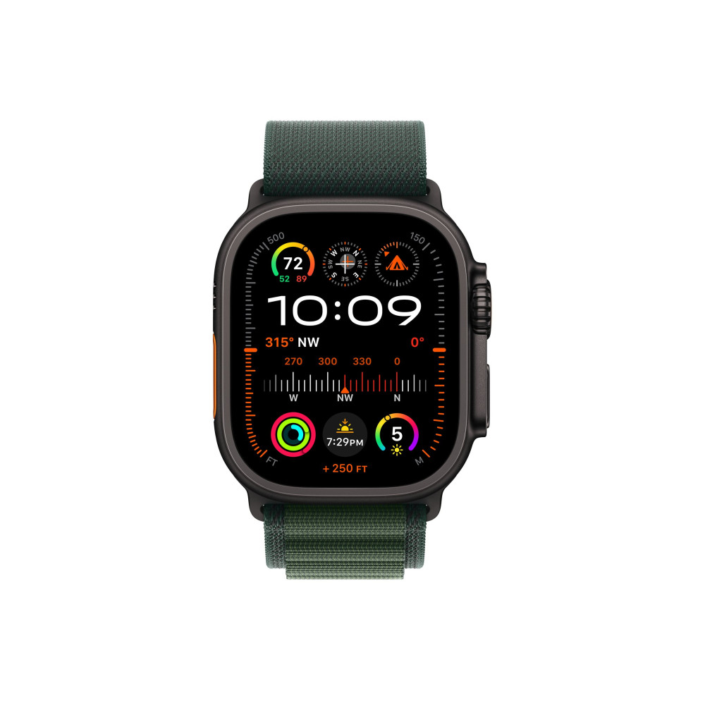 Produktbild för Apple Watch Ultra 2 - svart titan - smart klocka med Alpine Loop - mörkgrön - 64 GB