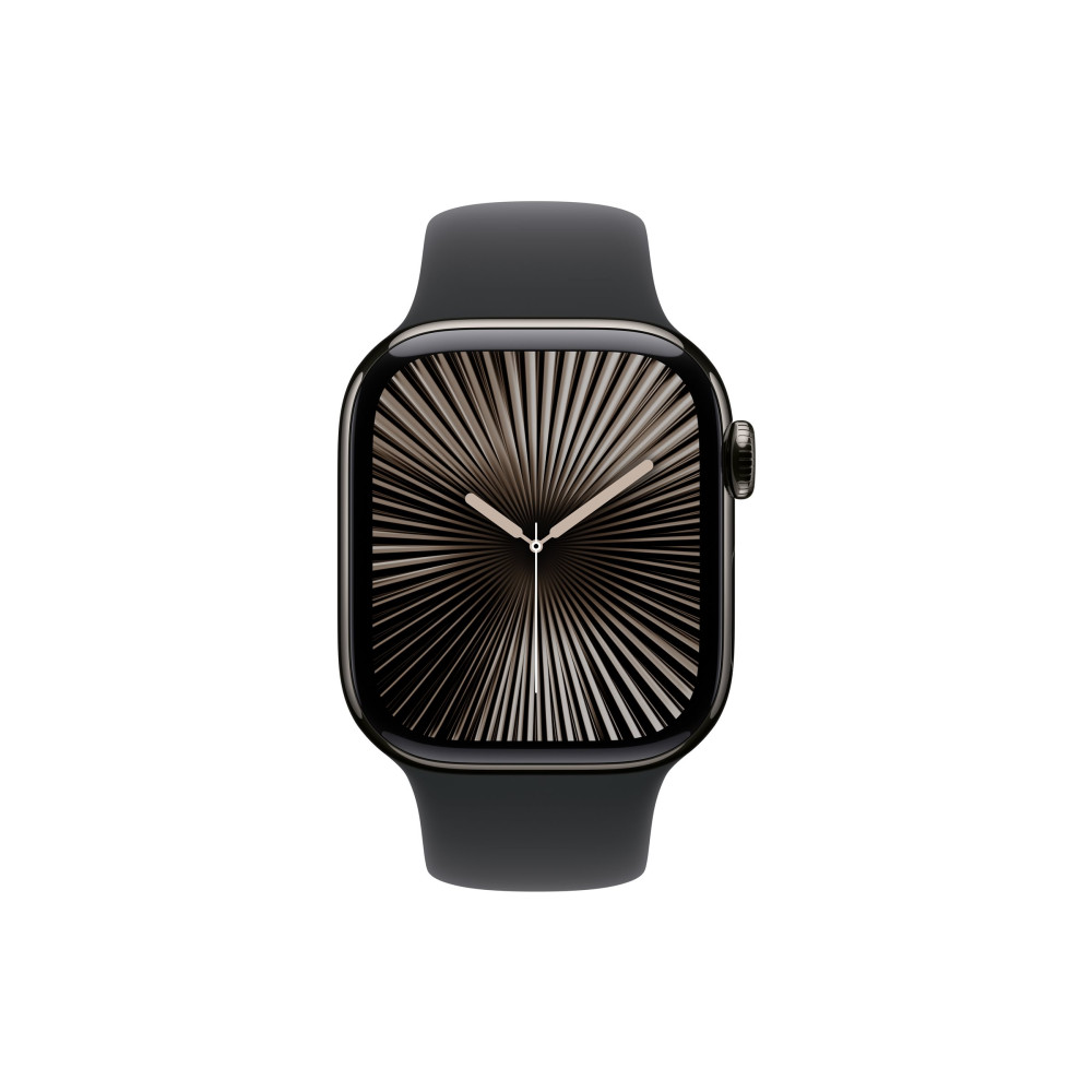 Produktbild för Apple Watch Series 10 (GPS + Cellular) - skiffer titan - smart klocka med sportband - svart - 64 GB