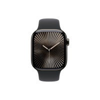 Produktbild för Apple Watch Series 10 (GPS + Cellular) - skiffer titan - smart klocka med sportband - svart - 64 GB