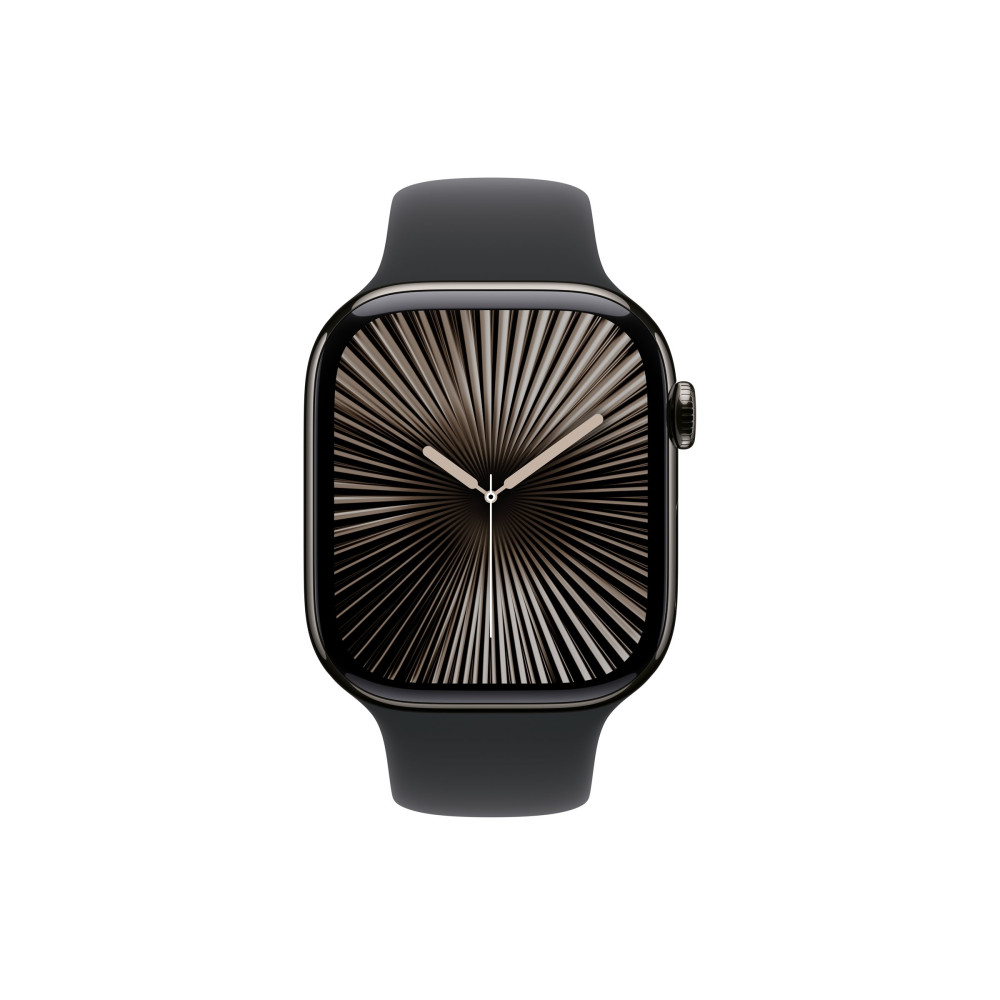 Produktbild för Apple Watch Series 10 (GPS + Cellular) - skiffer titan - smart klocka med sportband - svart - 64 GB