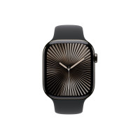 Produktbild för Apple Watch Series 10 (GPS + Cellular) - skiffer titan - smart klocka med sportband - svart - 64 GB