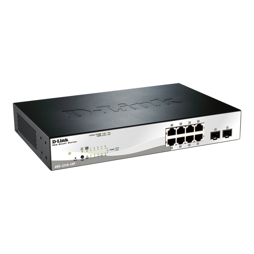 Produktbild för D-Link Web Smart DGS-1210-10P - switch - 10 portar - Administrerad