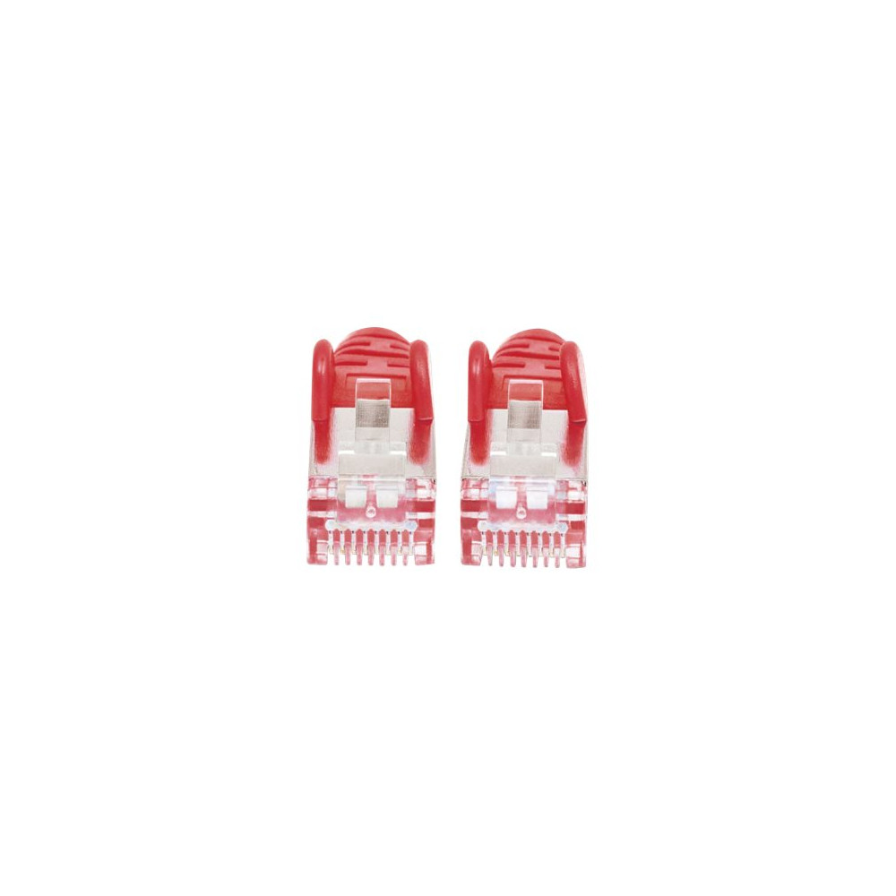 Produktbild för Intellinet Network Patch Cable, Cat6, 3m, Red, Copper, S/FTP, LSOH / LSZH, PVC, RJ45, Gold Plated Contacts, Snagless, Booted, Lifetime Warranty, Polybag - patch-kabel - 3 m - röd