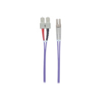 Produktbild för Intellinet Fiber Optic Patch Cable, OM4, LC/SC, 3m, Violet, Duplex, Multimode, 50/125 µm, LSZH, Fibre, Lifetime Warranty, Polybag - patch-kabel - 3 m - violett