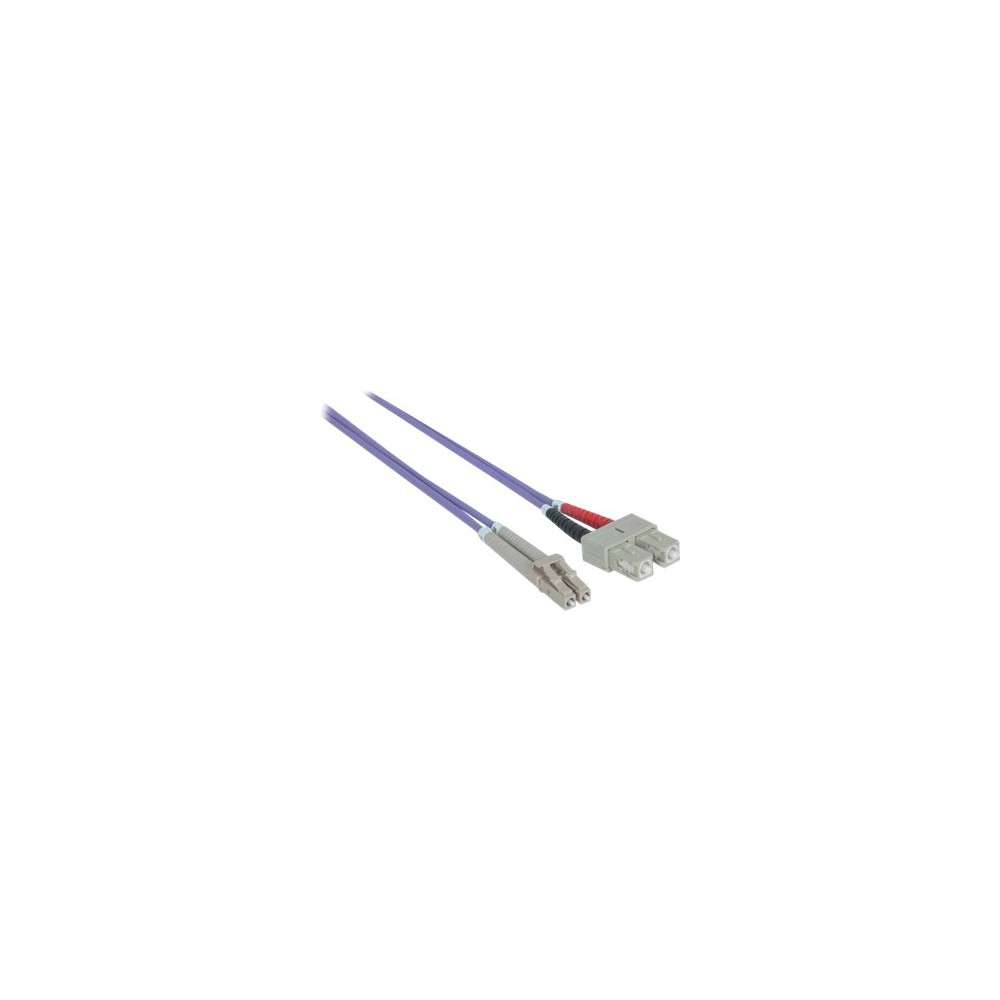 Produktbild för Intellinet Fiber Optic Patch Cable, OM4, LC/SC, 3m, Violet, Duplex, Multimode, 50/125 µm, LSZH, Fibre, Lifetime Warranty, Polybag - patch-kabel - 3 m - violett