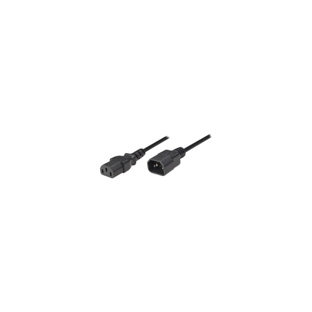 Produktbild för Manhattan Power Cord/Cable, C14 Male to C13 Female (kettle lead), Monitor to CPU, 1.8m, 10A, Black, Lifetime Warranty, Polybag - strömkabel - IEC 60320 C14 till power IEC 60320 C13 - 1.8 m