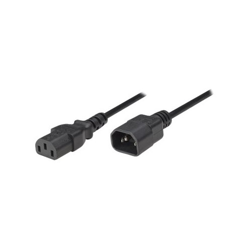 Manhattan Manhattan Power Cord/Cable, C14 Male to C13 Female (kettle lead), Monitor to CPU, 1.8m, 10A, Black, Lifetime Warranty, Polybag - strömkabel - IEC 60320 C14 till power IEC 60320 C13 - 1.8 m