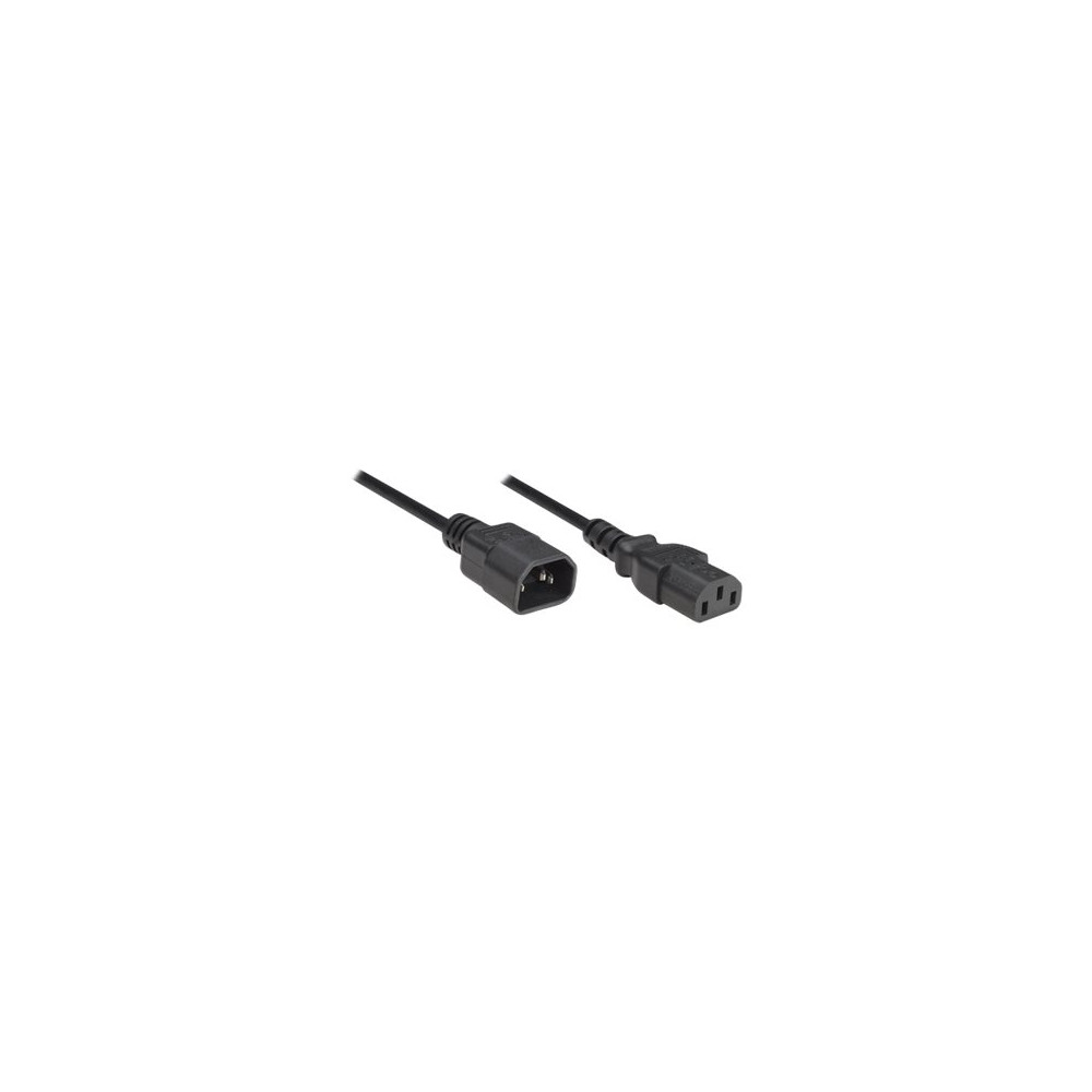 Produktbild för Manhattan Power Cord/Cable, C14 Male to C13 Female (kettle lead), Monitor to CPU, 1.8m, 10A, Black, Lifetime Warranty, Polybag - strömkabel - IEC 60320 C14 till power IEC 60320 C13 - 1.8 m