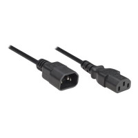 Produktbild för Manhattan Power Cord/Cable, C14 Male to C13 Female (kettle lead), Monitor to CPU, 1.8m, 10A, Black, Lifetime Warranty, Polybag - strömkabel - IEC 60320 C14 till power IEC 60320 C13 - 1.8 m