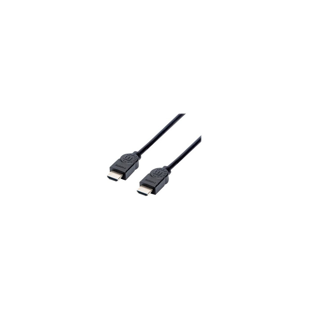 Produktbild för Manhattan HDMI Cable, 4K@30Hz (High Speed), 1.5m, Male to Male, Black, Ultra HD 4k x 2k, Fully Shielded, Gold Plated Contacts, Lifetime Warranty, Polybag - HDMI-kabel - 1.5 m