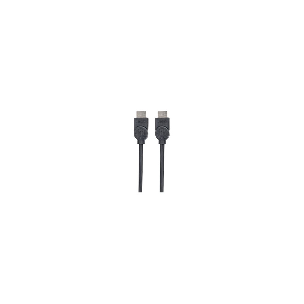Produktbild för Manhattan HDMI Cable, 4K@30Hz (High Speed), 1.5m, Male to Male, Black, Ultra HD 4k x 2k, Fully Shielded, Gold Plated Contacts, Lifetime Warranty, Polybag - HDMI-kabel - 1.5 m